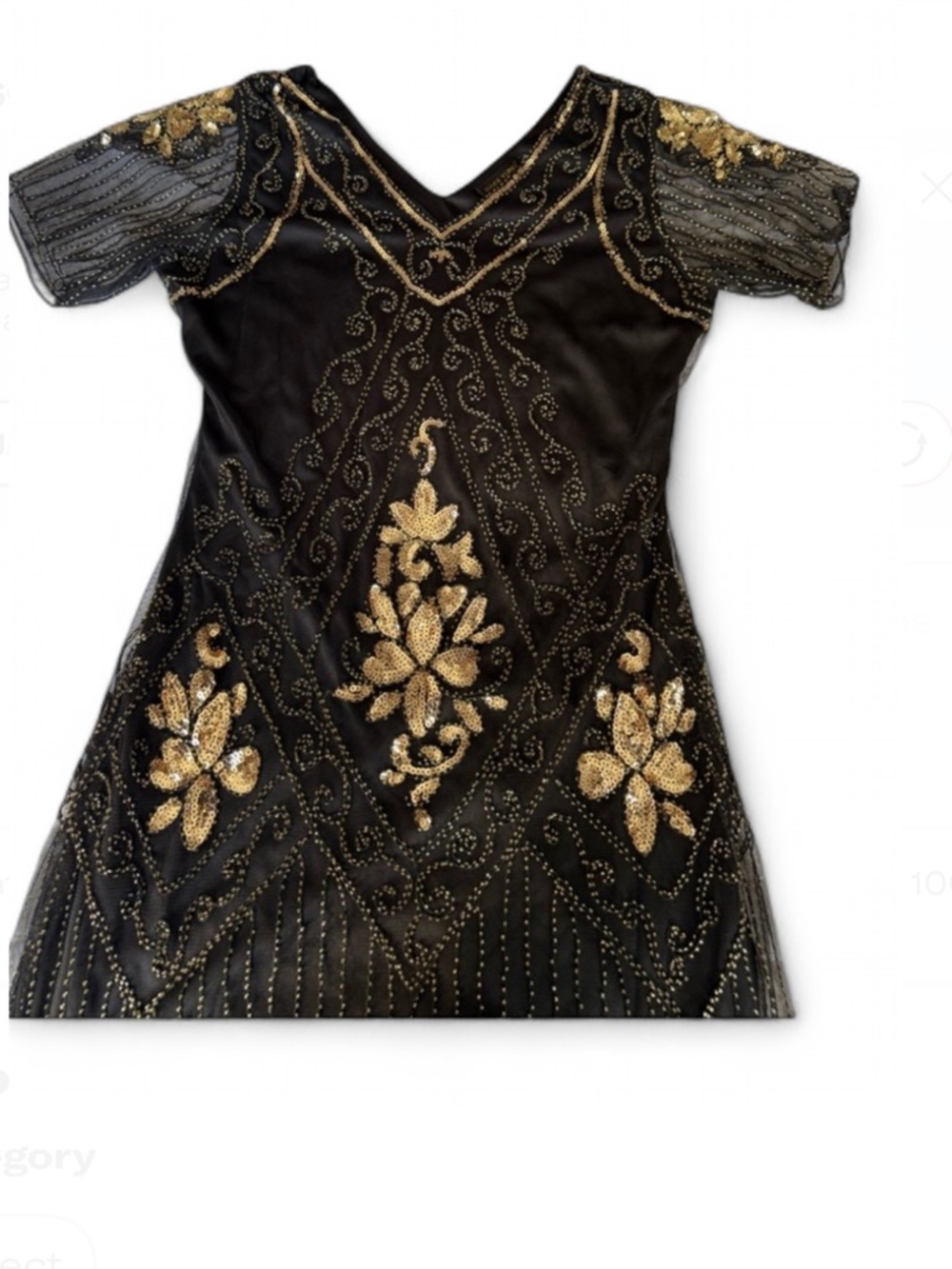 Babeyond Elegant Black and Gold Fringe Dress Fashion classic - Picture 5 of 11